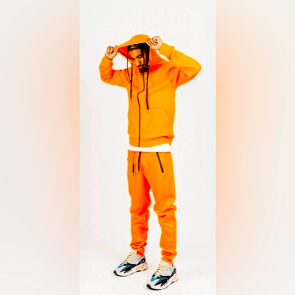 New 2 Piece Tech Fleece  Matching set Orange Size XL Men - Picture 4 of 4
